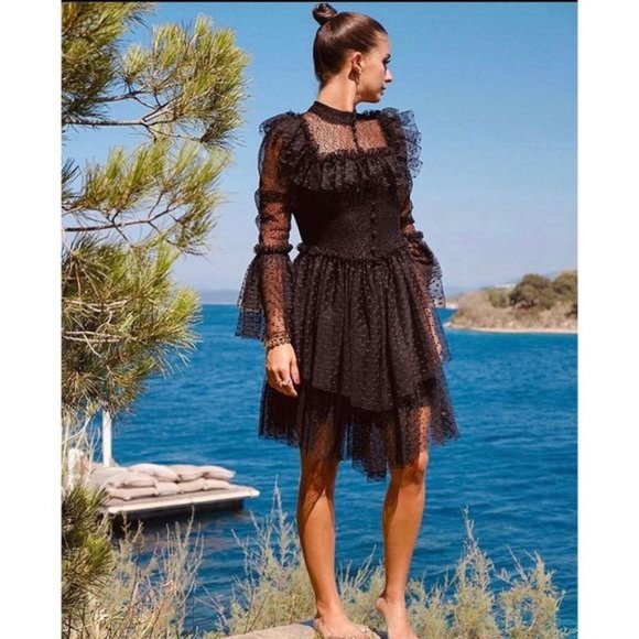 Sandra Mansour x H&M Tulle Lace Black DRESS - Picture 3 of 4